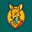 Placeholder: Kangaroo Mascot Logo in the style of 1997 pop culture, Fancy, Professional, Hotel Logo, ralph lauren look-alike.