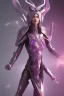 Placeholder: Full body, girl in futuristic armor, 2 swords, glowing purple armor, fighting pose, jumping high