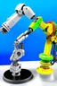 Placeholder: Draw a colorful cover image. What it's about is flexible link robotic arm with flexible joints that are drawing a three-dimensional model. Only display flexible robotic arms. The color of the robotic arm structure should be rich