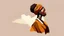 Placeholder: logo,Design, African woman, oil painting, featureless, graphic, drawing without facial features, background, sky, traditional clothes, cartoon, looking left