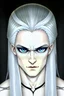 Placeholder: Male changeling in his late 20's with pale skin, long ashen hair and white eyes and white iris