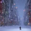 Placeholder: foto tirada por tras de um homem solitário sentado no chão, nas ruas de tokyo, na neve de noite