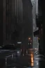 Placeholder: a cold alleyway raining in new york with a grey sky