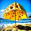 Placeholder: beach umbrella made of swiss cheese, neo surrealism, art from beyond