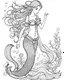 Placeholder: A mermaid, coloring image, full body (((((white background))))), only use an outline., real style, line art, white color, clean line art, white background, Sketch style