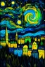 Placeholder: una ciudad al estilo van gogh noche estrellada