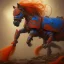 Placeholder: angry horse in orange and blue battle armor, a highly detailed illustration, background of Inka jungle, realistic render, 8 k, micro detail, intricate, elegant, centered, digital painting, Artstation, smooth, sharp focus, illustration, artgerm, tomasz alen kopera, peter mohrbacher, donato giancola, joseph christian leyendecker, wlop, boris vallejo