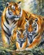 Placeholder: Tigre siberiano con tres cachorros estilo mosaico pintura acuarela calidad ultra, full body, hiperdetallada