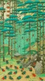 Placeholder: Mint colored woods with insect hives painted by Utagawa Hiroshige
