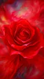 Placeholder: Painterly. Abstract. A Rose in red silk raiments. Anomalous red cloud issuing forth from the heart. Simple yet majestic