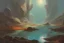 Placeholder: rocks, lagoon, vegetations, space, sci-fi, solar warden program influence, epic, anna boch impressionism paintings