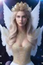 Placeholder: Flower, angel man, (detailed face )++, (detailed blue eyes)++ (long blond hair)++(pectoro visible)++(smile)++, , (two feathered wings on his shoulder blades)++, beautiful place, incredible, cosmic, colours, planet, gold, realistic, real photo, stars at night, detailed, high contrast, 8k high definition, unreal engine 5, extremely sharp details, (lighting effect, light background)++.