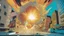 Placeholder: Explosion of color in city, comic style