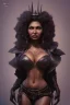 Placeholder: Pam Grier as evil queen in black leather, leather, busty, cleavage, angry, stern look. character design by cory loftis, fenghua zhong, ryohei hase, ismail inceoglu and ruan jia. unreal engine 5, artistic lighting, highly detailed, photorealistic, fantasy