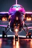 Placeholder: Expressively detailed and intricate 3d rendering of a hyperrealistic : cyberpunk plane, neon light, dystopian, side view, symetric, artstation: award-winning: professional portrait: fantastical: clarity: 16k: ultra quality: striking: brilliance: amazing depth: masterfully crafted.