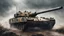 Placeholder: WW2 TIGER TANK races towards the viewer, seen from ground level. The tank has a large gun and machine gun. The tank looks scary and powerful. It is pouring with rain. Photo realistic, epic, cinematic, full colour.