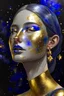 Placeholder: Mixed painting DIN Golden shining Moon and stars Face gray with dark blue gold and brick with dusty purple, watercolor. #sjadestudio