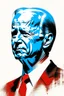 Placeholder: stylized stencil portrait of Joe biden in solid red, beige and (light and dark) blue with the the script "повиноваться" overlaid on the bottom of the image in red