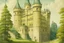 Placeholder: A pale greenish yellow castle made out of bricks painted by Henri Robert-Bresil