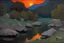 Placeholder: Night, rocks, mountains, rodolphe wytsman and friedrich eckenfelder impressionism paintings