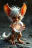 Placeholder: glorious transparent transcendent cute hairy gremlin elf fairy fox holding ball in chain, built as bubble wrap art