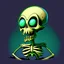 Placeholder: cartoon alien Skull with torso looking right
