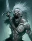 Placeholder: cursed apocaliptic screaming scary zombie human berserker meaty grey hair big greatsword