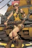 Placeholder: tank girl big boots reslistic sit on mechanic sputnik sphere vehicule