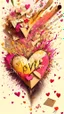 Placeholder: love letter explosion, art, drawing, very realistic, detailed, vibrant colors.