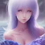 Placeholder: A realistic anime waifu character, water coulour painting, cleavage