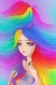 Placeholder: isometric clean art of super beautiful lady, soft lighting, soft pastel gradients, shin hanga high definition, blender 3d, beautiful, long hair, rainbow hair, rainbow dress, slitted eyes, pointed ears, volumetric photorealistic rainbow gouache background