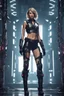 Placeholder: Full body image of a army cyberpunk cyborg beautiful Taylor Swift,good body,lighting background