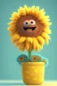 Placeholder: Cheery and cute sunflower in a pot avatar full body in fluffy material