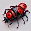 Placeholder: Blueprint Mechanical Ladybug with black and red spots , iridescent , Detailed, construction,