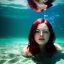 Placeholder: Emma Stone underwater with red hat for hair, closed eyes, rtx, reflection, 8k, glow, winning photography, caustics