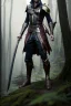 Placeholder: full length photo of a male Dark elf dressed like a swashbuckling assassin, looking at camera, background is a dense forest, highly detailed, 4 k, hdr, smooth, sharp focus, high resolution, award – winning photo