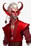 Placeholder: male red tiefling white hair dnd