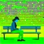 Placeholder: Processing of personal data The figure of a person sitting on a park bench, thinking about complex issues.