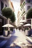Placeholder: the design of a pedestrian street environment in the romantic, modern and fabulous style