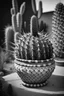 Placeholder: old photography black an white with a cactus head