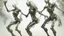 Placeholder: Digital artwork featuring a group of humanoid figures composed entirely of intricate, vine-like metallic structures. These figures are presented against a background of intricate, misty vegetation, creating a surreal and ethereal atmosphere. The figures are posed in various subgroups, their limbs intertwined, suggesting movement or interaction. The metallic vines form complex patterns that mimic the musculature and anatomy of the human body. The overall composition is asymmetrical. The absence o