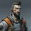 Placeholder: man,, looking serious, comic book, post-apocalypse, grey background