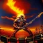 Placeholder: HOMME ANIMATEUR RADIO ASSIS DANS UN STUDIO D'ENREGISTREMENT, IRON MAIDEN, 4K, CIEL EN FEU