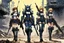 Placeholder: haiku by masamune shirow: post-apocalyptic desolated city. Three bioroids: death, dust, and rust. Carrying rifles, blades, clubs, missiles.