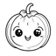 Placeholder: create a 2d black outline, " kawaii pumpkin coloring book for kids", coloring page, low details design, black contour, coloring page design, colorful , card style, coloring page for kids, halloween backgorund,sketch style,