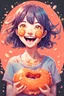 Placeholder: A detailed illustration Anime girl smiling crushed inside really darkorange fleshy stomach filled with digestive juices, t-shirt design, in the style of Studio Ghibli, pastel tetradic colors, 3D vector art, cute and quirky, fantasy art, watercolor effect, bokeh, Adobe Illustrator, hand-drawn, digital painting, low-poly, soft lighting, bird's-eye view, isometric style, retro aesthetic, focused on the character, 4K resolution, photorealistic rendering, using Cinema 4D, vector logo, vector art,