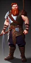 Placeholder: A high detail, high definition dungeons and dragons character design of a short dwarf male warrior who has a strong build, a thick ginger beard, long ginger hair, and wearing metal plated armor with pauldrons