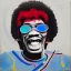 Placeholder: a realistic portrait of Jimi Hendrix at a turntable with headphones on being a DJ, vivid color, with sunglasses