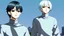 Placeholder: Satoru Gojo is a young tough guy white hair blue eyes black turtleneck without arms white loose pants in a defensive pose