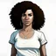 Placeholder: create me a brunette character with afro hair and a white t-shirt gta 5 style illustration looking straight ahead